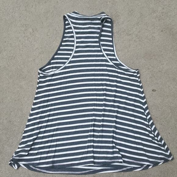 Altar'd State mock neck ribbed knit tank gray & white stripe small - Picture 2 of 2